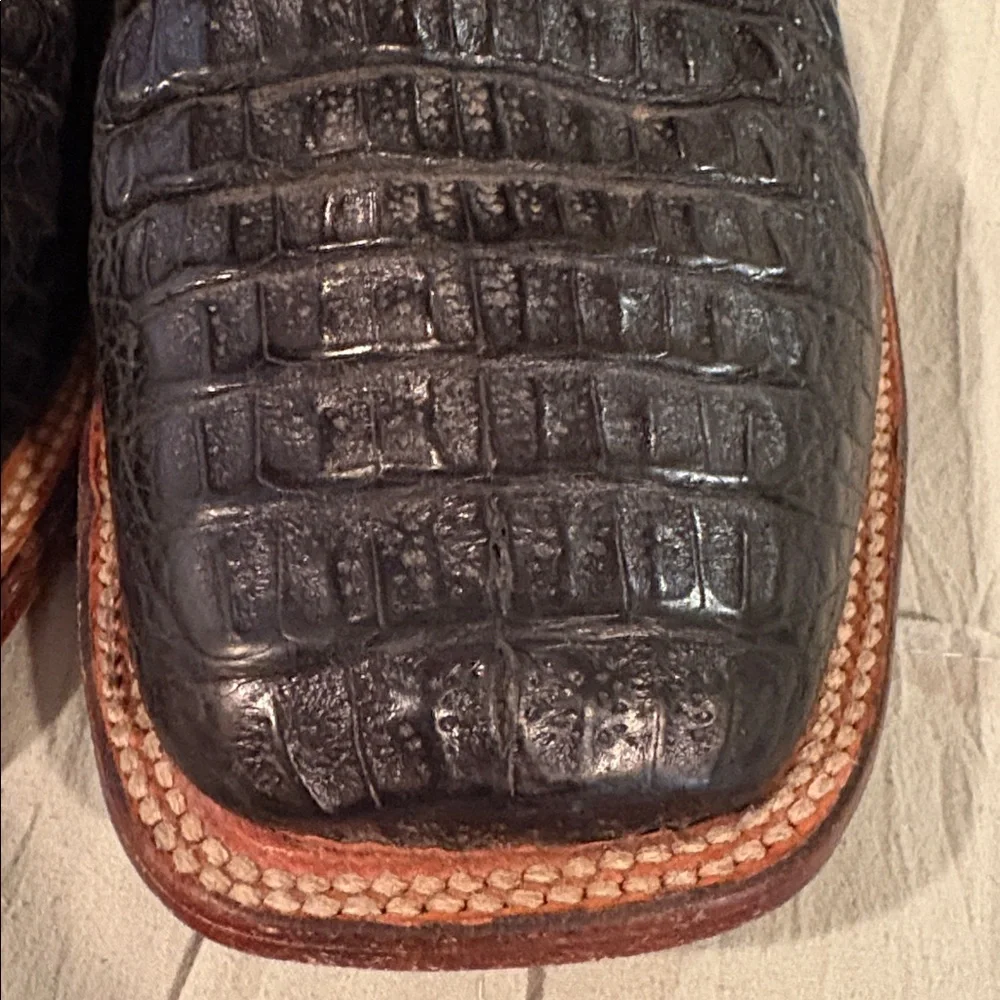 Lucchese Black and Brown Crocodile Western Boots - Picture 8 of 12